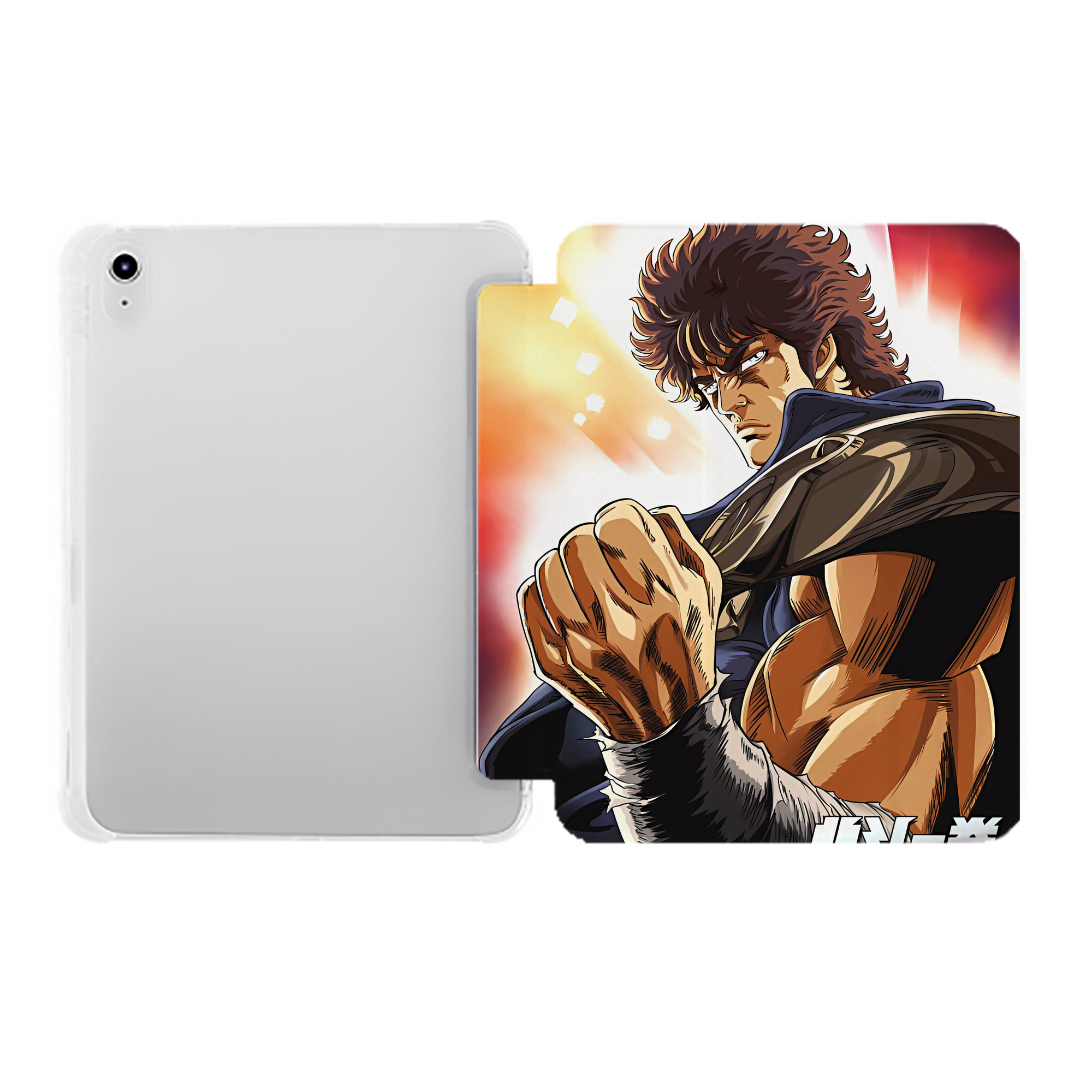 （画像用） 北斗の拳 Fist of the North Star IPad ケース ペン収納付き 三つ折りスタンド PUレザー×シリコン 対応機種9.5/10.5/10.9インチ